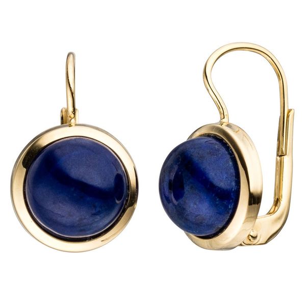 Ohrhänger mit Lapis-Lazuli Halbkugel 333 Gelbgold