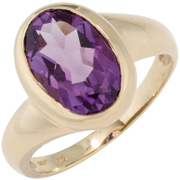 Ring mit Amethyst oval facettiert 585 Gelbgold