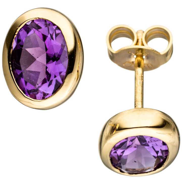 Ohrstecker Amethyst oval facettiert 585 Gold