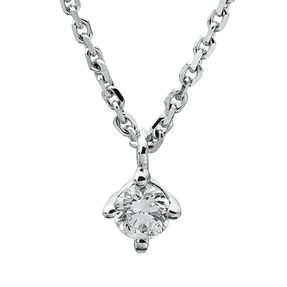 Solitaire Collier aus 585 Gold Weißgold Brillant 0,09ct TW-SI L:42cm 4er-Krappe