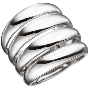 Breiter Ring Damenring mit Wölbungen 21mm breit 925 Silber rhodiniert Damen