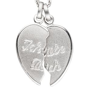 Partneranhänger Anhänger Herz zum Teilen Ich Liebe Dich 925 Silber Unisex