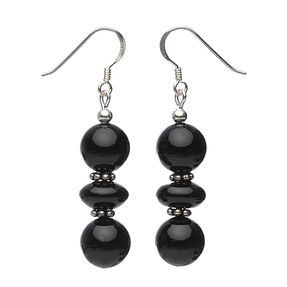 Ohrringe Ohrhänger aus echtem Onyx & 925 Silber schwarz Ohrschmuck Damen