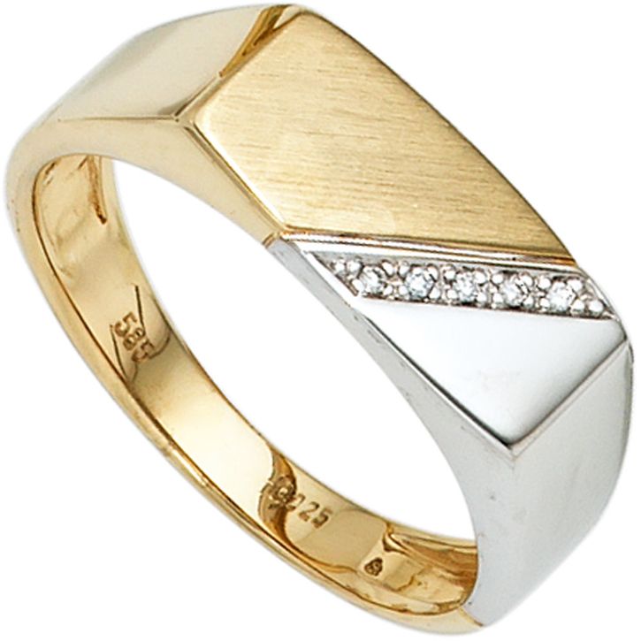 Ring mit 5 Brillanten aus 585 Gelbgold Weißgold