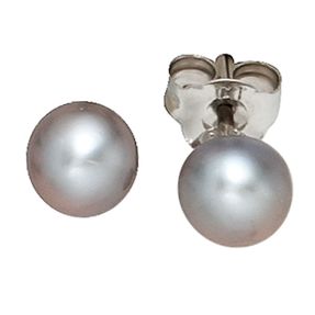 5-5,5mm Ohrstecker Perlenohrstecker mit Süßwasser Perlen grau 925 Silber