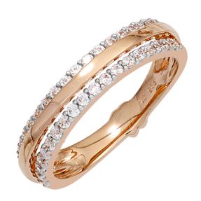 Ring Goldring mit 38 Diamanten Brillanten 585 Gold Rotgold bicolor Fingerring