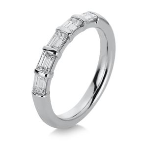 Halb-Memoire Ring aus 750 Weißgold 5 Diamanten Smaragd-Schliff 1ct TW-VSI B:3,9mm