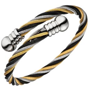 Armspange Armreif Armband Armschmuck aus Edelstahl 3-farbig gold schwarz silber