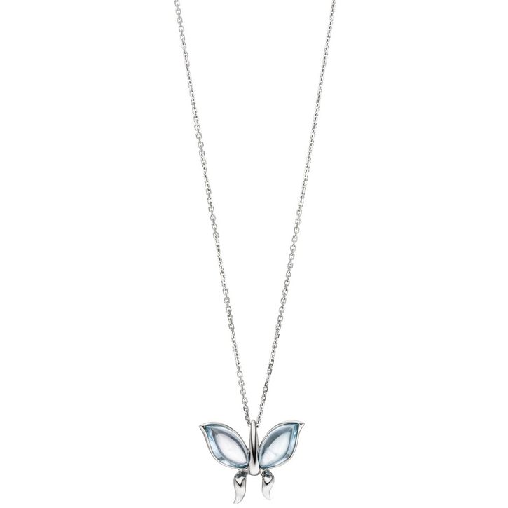 Collier Schmetterling Blautopas 585 Weißgold 45cm