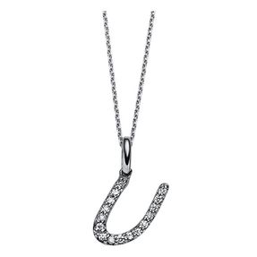 Collier Buchstabe U aus 585 Weißgold 16 Brillanten 0,06ct TW-SI L:42cm