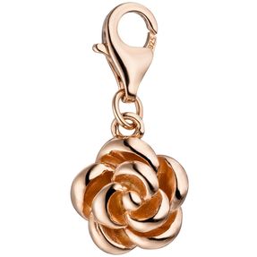 Anhänger Einhänger Charm Rose aus 925 Silber rotgold vergoldet für Bettelarmband