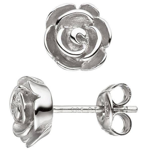 Ohrstecker Rosen aus 925 Silber mattiert