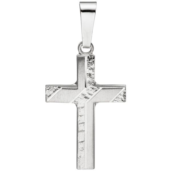 Anhänger Kreuz 23,2x14mm aus 925 Silber matt