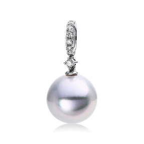 Anhänger Perlen 750 Weißgold 7 Brillanten 0,16 ct W-si Südseeperle 13mm Anhänger Perlen 750 Weißgold 7 Brillanten 0,16 ct W-si Südseeperle 13mm