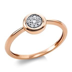 Ring aus 750 Rotgold 9 Brillanten 0,04ct TW-SI 1 Brillant 0,04ct TW-SI Ø7,2mm