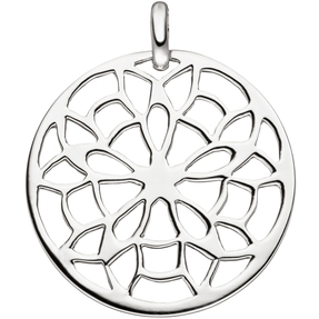 Anhänger Silberanhänger mit Muster Blume Kreis mit Netz 925 Silber rund