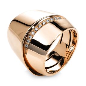 Ring breit aus 750 Gold Rotgold 13 Brillanten 0,11ct TW-SI B:21,5mm
