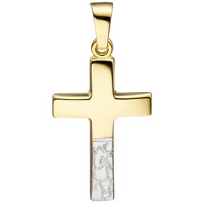 Anhänger Kreuz Kreuzanhänger Goldkreuz unten diamantiert 333 Gold Gelbgold