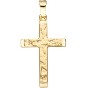 Anhänger Kreuz gehämmert 16x26,8mm aus 585 Gelbgold Goldkreuz Kreuzanhänger
