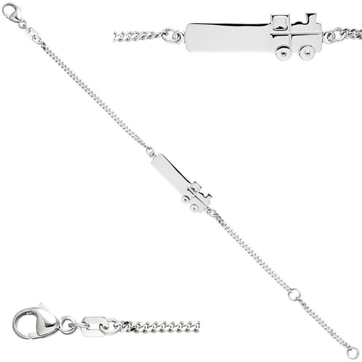 Kinder Schildband Lokomotive 925 Silber 12-14cm