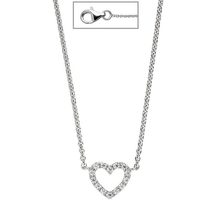 Collier Herz mit Zirkonia weiß 925 Silber 42cm