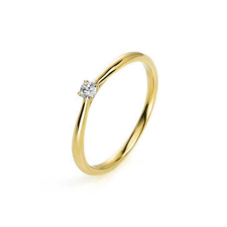 Solitär Ring aus 585 Gelbgold mit Brillant 0.05 Ct