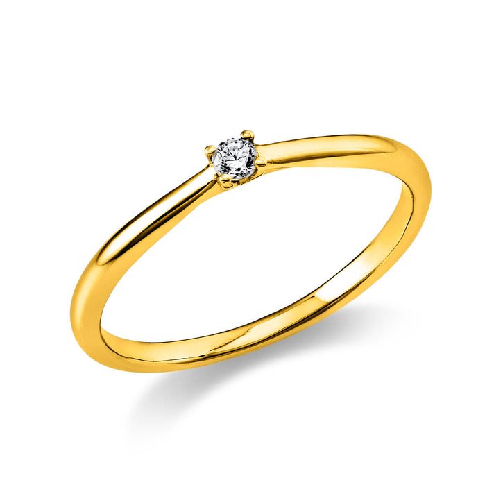 Solitär Ring aus 585 Gelbgold mit Brillant 0.05 Ct