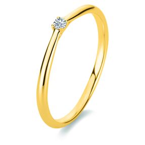 Solitär Ring 750 Gold Gelbgold Diamant Brillant 0,05 Ct 4er-Krappe B: 1,7mm