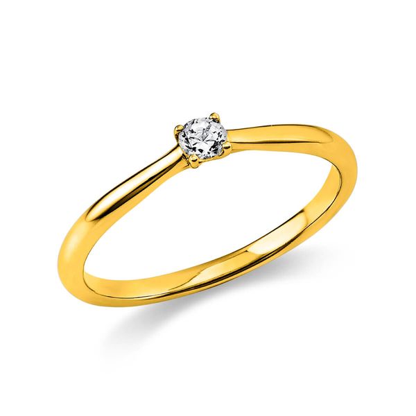 Solitär Ring aus 585 Gelbgold mit Brillant 0.10 Ct