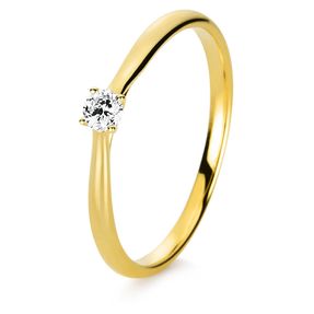 Solitär Ring Damenring 750 Gold Gelbgold Diamant Brillant 0,10 Ct. 4er-Krappe