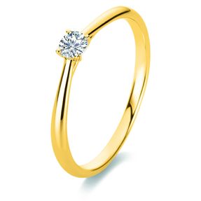 Solitär Ring Damenring 585 Gold Gelbgold mit Diamant Brillant 0,15 Ct 4er-Krappe