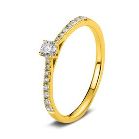 Ring aus 585 Gold Gelbgold mit 17 Diamanten Brillanten 0,30 Ct. 4er-Krappe