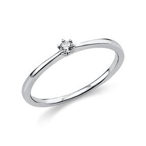 Solitär Ring Damenring aus 950 Platin mit Diamant Brillant 0,05 Ct 6er-Krappe