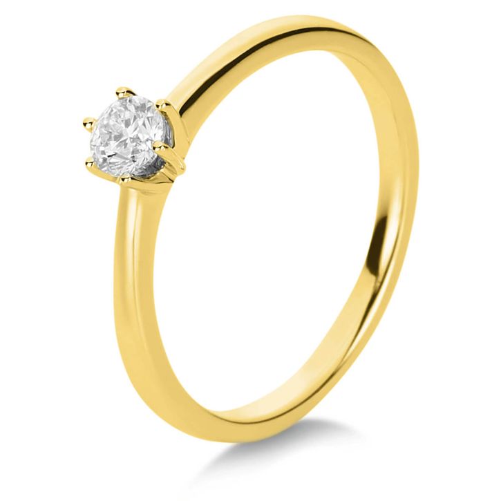 Solitär Ring aus 585 Gelbgold mit Brillant 0.15 Ct