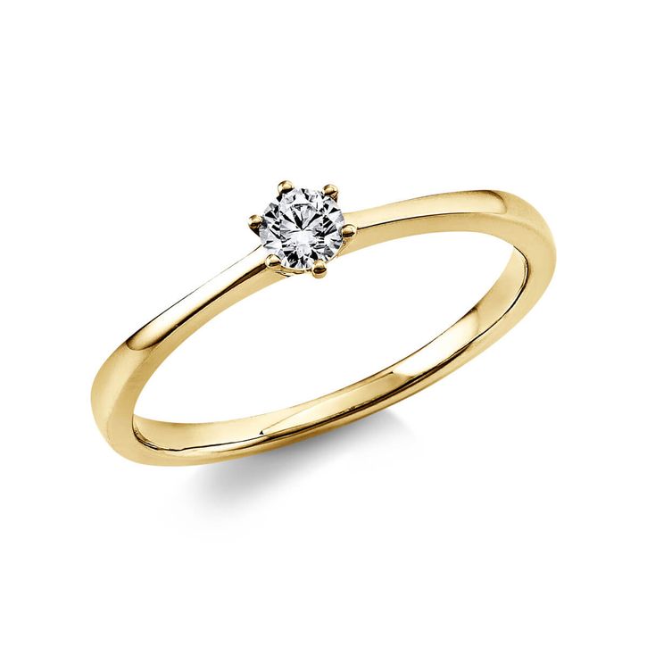 Solitär Ring aus 585 Gelbgold mit Brillant 0.15 Ct