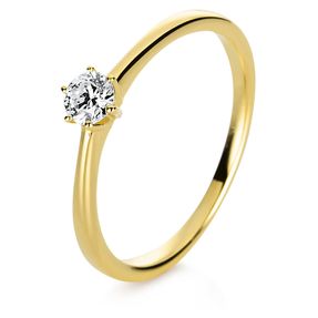 Solitär Ring Damenring 585 Gold Gelbgold Diamant Brillant 0,20 Ct. 6er-Krappe