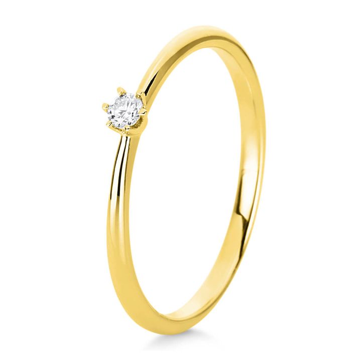 Solitär Ring aus 585 Gelbgold mit Brillant 0.05 Ct