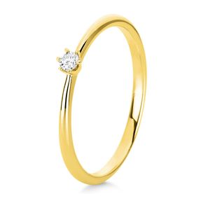 Solitär Ring Damenring 750 Gold Gelbgold mit Diamant Brillant 0,05 Ct 6er-Krappe