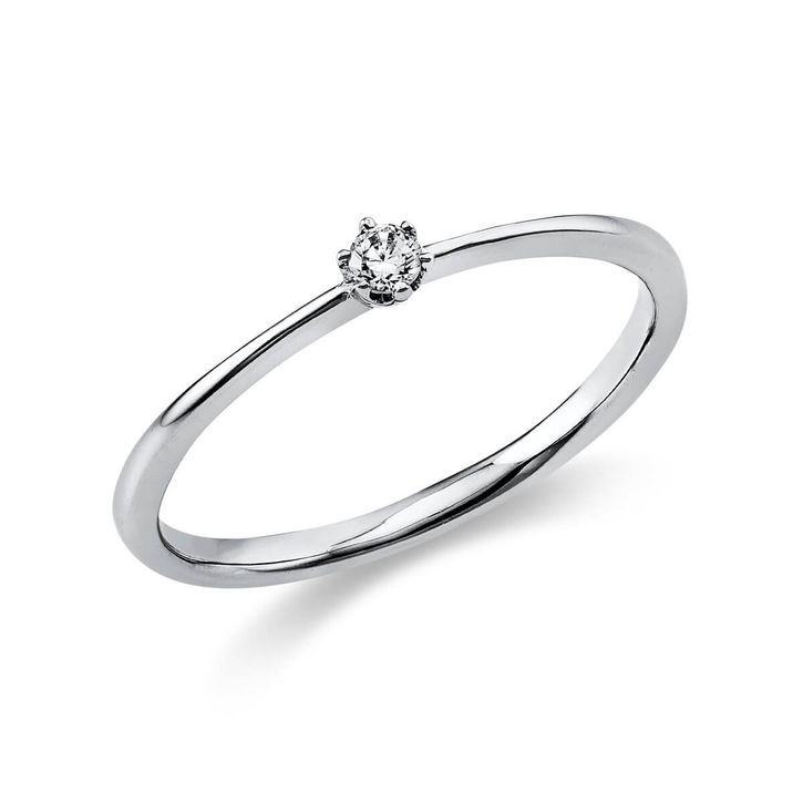 Solitär Ring aus 750 Weißgold mit Brillant 0.05 Ct