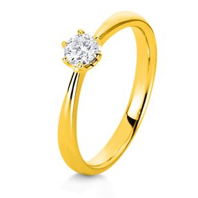 Solitär Ring Damenring 750 Gold Gelbgold Diamant Brillant 0,30 Ct. 6er-Krappe