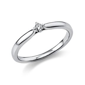 Solitär Ring Damenring aus 950 Platin mit Diamant Brillant 0,05 Ct 4er-Krappe