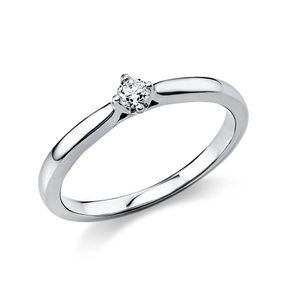 Solitär Ring Damenring aus 950 Platin mit Diamant Brillant 0,10 Ct. 4er-Krappe