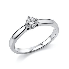 Solitär Ring Damenring aus 950 Platin mit Diamant Brillant 0,25 Ct 4er-Krappe