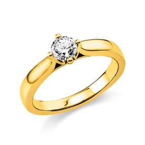 Solitär Ring 585 Gold Gelbgold Diamant Brillant 0,50 Ct. 4er-Krappe B: 2,6mm