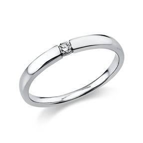 Solitär Ring Damenring aus 950 Platin mit Diamant Brillant 0,06 Ct.