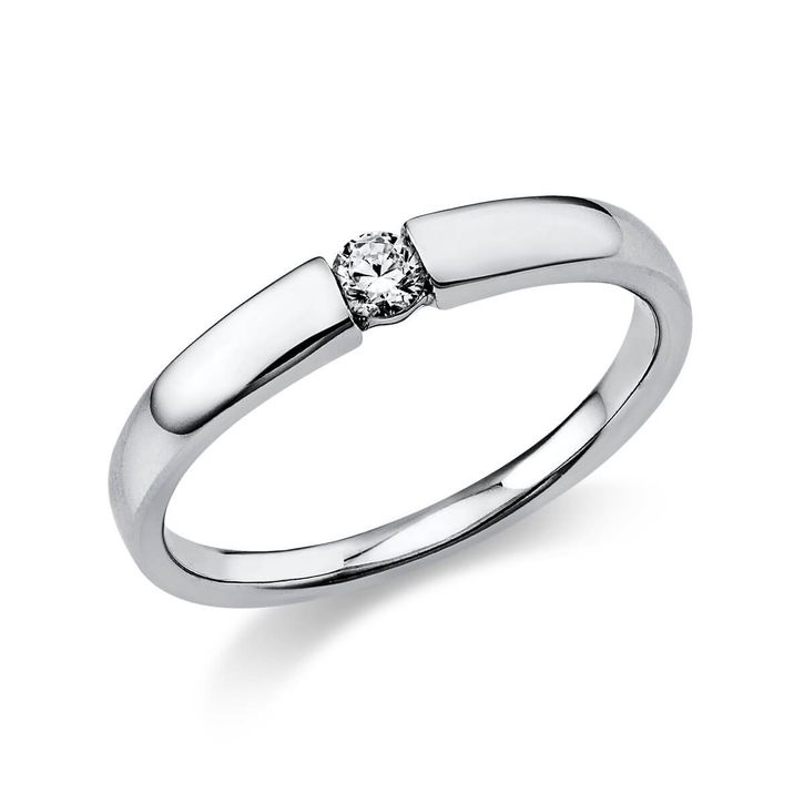 Solitär Ring aus 950 Platin mit Brillant 0.10 Ct