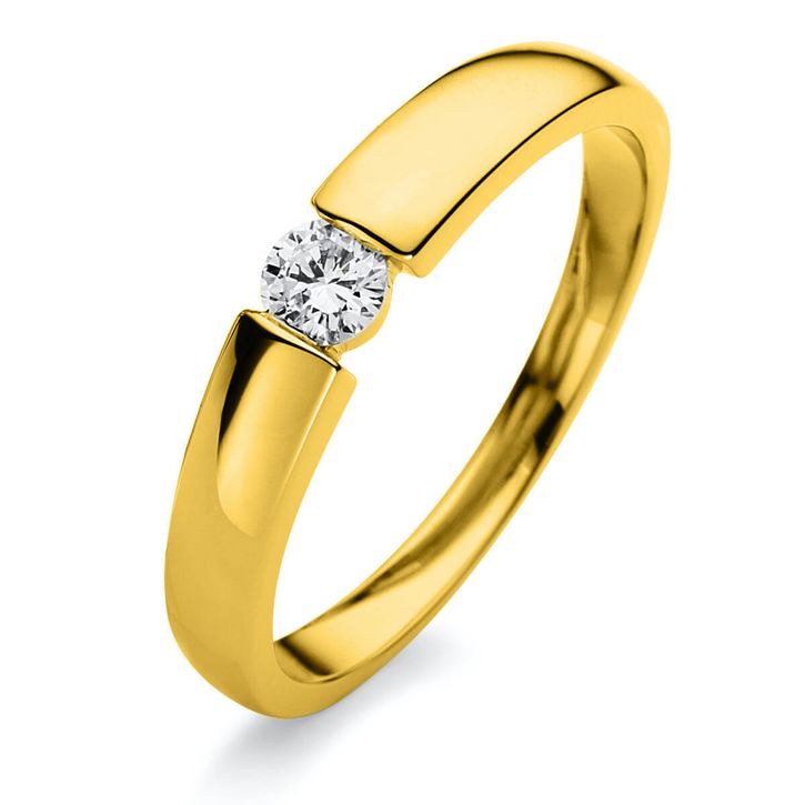 Solitär Ring aus 585 Gelbgold mit Brillant 0.15 Ct