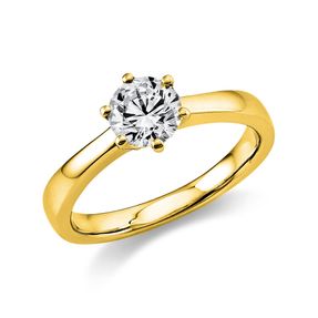 Solitär Ring Damenring 585 Gold Gelbgold Diamant Brillant 0,70 Ct. 6er-Krappe