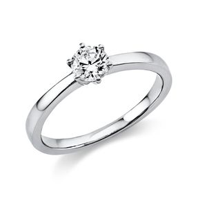 Solitär Ring Damenring aus 950 Platin mit Diamant Brillant 0,40 Ct. 6er-Krappe