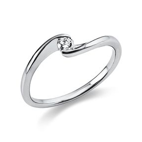 Solitär Ring Damenring aus 950 Platin mit Diamant Brillant 0,10 Ct.